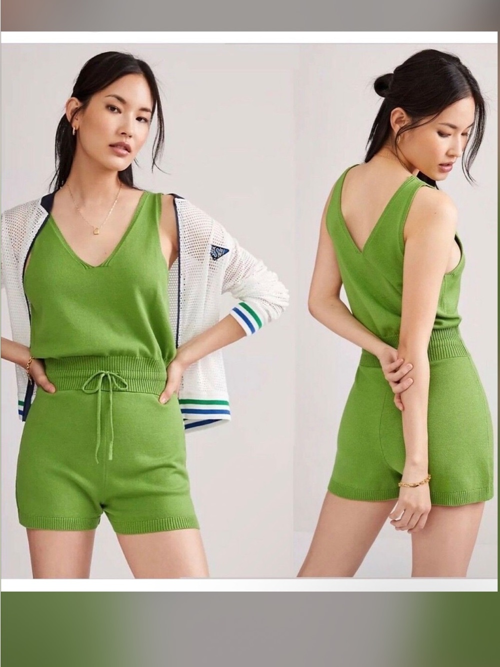 Anthropologie Daily Practice Lime Green Knit Romper